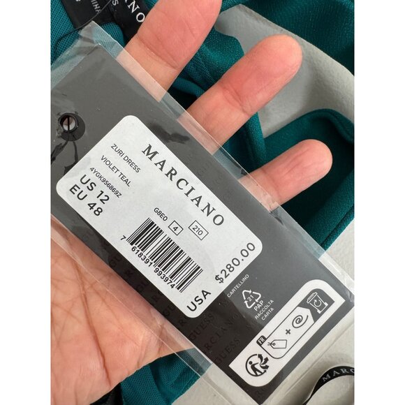 GUESS Marciano Zuri Dress cocktail maxi scuba elegant Green sz 12 - Picture 4 of 10